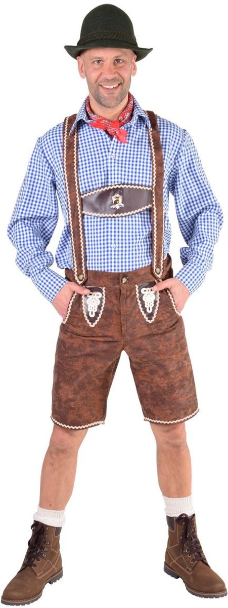 Boeren Tirol & Oktoberfest Kostuum | Lederhosen Karl Krombacher Man | Extra Small | Bierfeest | Verkleedkleding